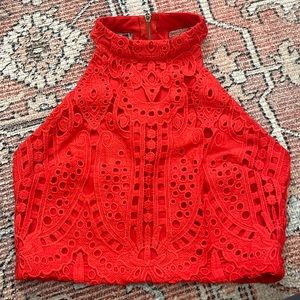 Crocheted Red Crop Top
